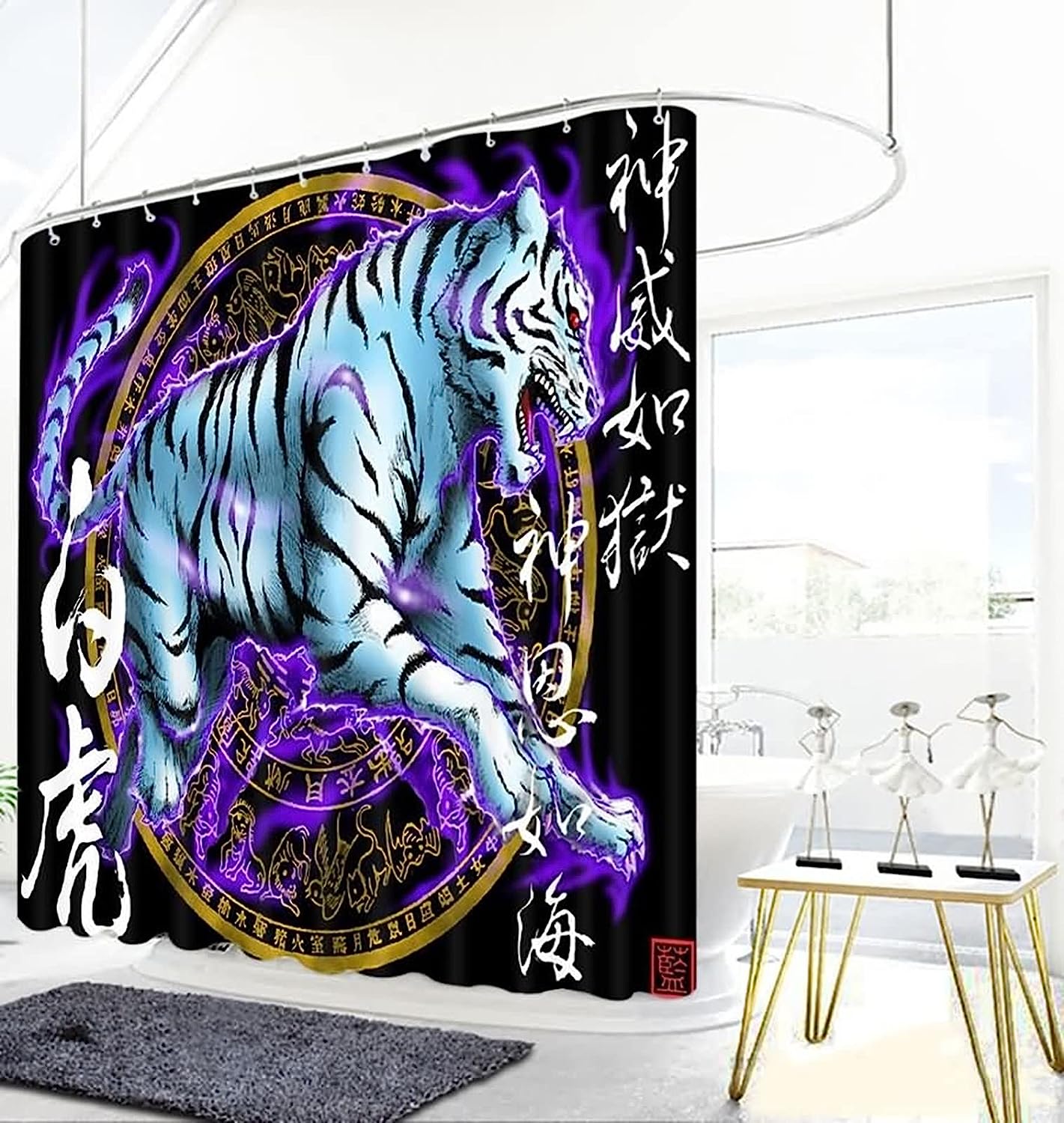 Western Aztec Shower Curtain - Southwestern Native American Kokopelli Ethnic Tribal Fabric Bathroom Curtain Set