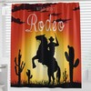 Western Bathroom Curtains American Cowboy Sillhouette in the Sunset with Desert Cactus