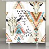 Western Boho Shower Curtain with Southwestern Tribal Bull Skull and Geometric Pattern