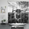 Western Cow Wildlife Horn Print Shower Curtain, Bring Nature Indoors for Your Bathroom