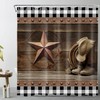 Western Cowboy Bathroom Dcor Shower Curtain with Black and White Plaid Design & Vintage Texas Star