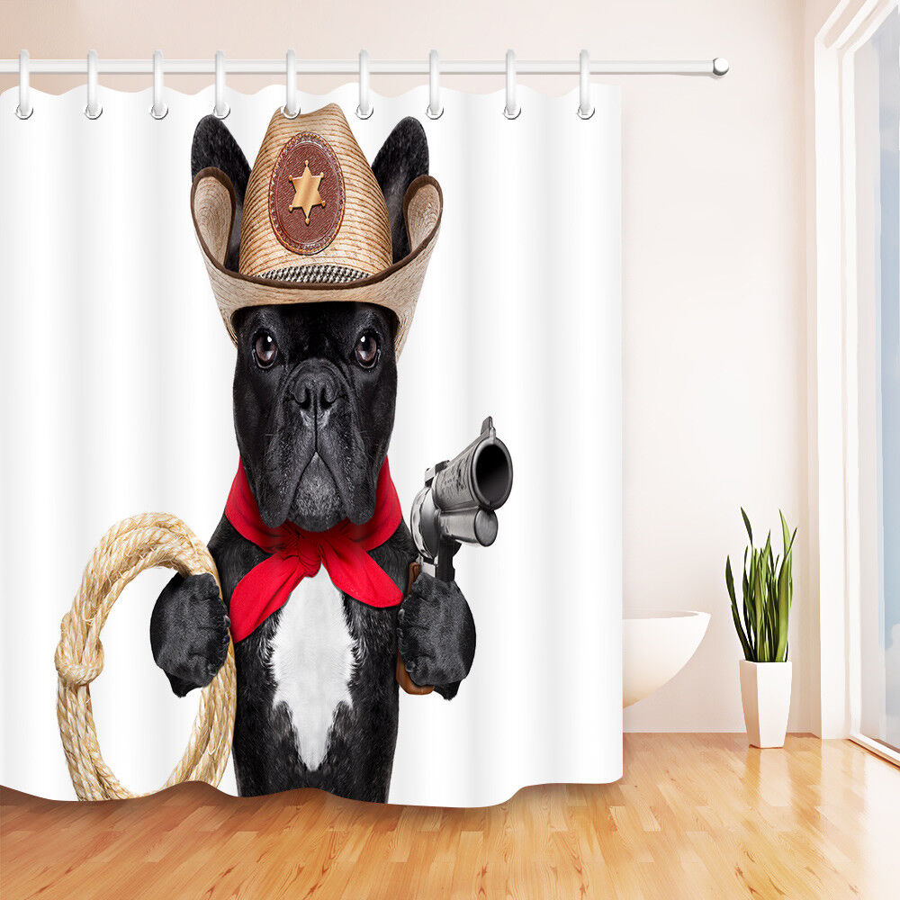 Western Cowboy Dog Rope Gun Shower Curtain With Authentic Design For Bathrooms - Image 2