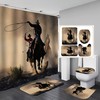 Western Cowboy Riding Horse In Wild West Shower Curtain, Adds An Authentic Country Charm To Your Bathroom Decor