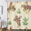 Western Cowboy Riding Horse Shower Curtain for Bathroom, Farmhouse Rustic Desert Cactus Decor 1Hooks