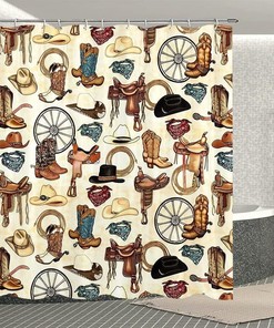 Western Cowboys Cowboy Hat Boots Horse Whip Wild Retro American World Bathroom Decor