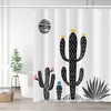 Western Desert Tropical Abstract Black Saguaros Cactus Blossom and Floral Sun Shower Curtain
