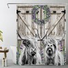 Western Farmhouse Highland Cow Shower Curtain with Purple Lavender Floral Design