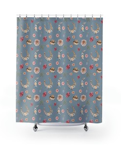 Western Floral Shower Curtain - Cute Bathroom Decor with Western Style Flowers for Girls