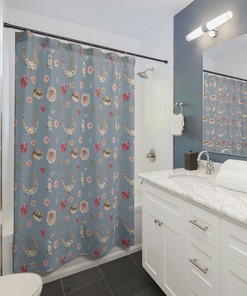 Western Floral Shower Curtain - Cute Bathroom Decor with Western Style Flowers for Girls