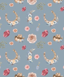 Western Floral Shower Curtain - Cute Bathroom Decor with Western Style Flowers for Girls