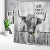 Western Highland Cow Shower Curtain, Funny Farm Animal Daisy Hello Sweet Cheeks Bathroom Decor - Ecotob