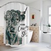 Western Highland Cow Shower Curtain With Cowboy And Bull Print