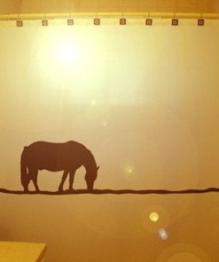 Western Horse Shower Curtain - Rustic Bathroom Decor Theme 