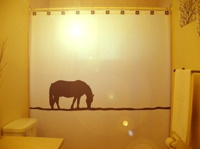 Western Horse Shower Curtain - Rustic Bathroom Decor Theme