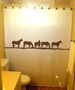 Western Horse Shower Curtain - Rustic Bathroom Decor with a Touch of the Wild West 