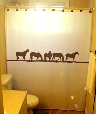 Western Horse Shower Curtain - Rustic Bathroom Decor with a Touch of the Wild West