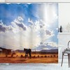 Western Horse Shower Curtain - Serene and Scenic Bathroom Decor with Horses and Valley Sky Views