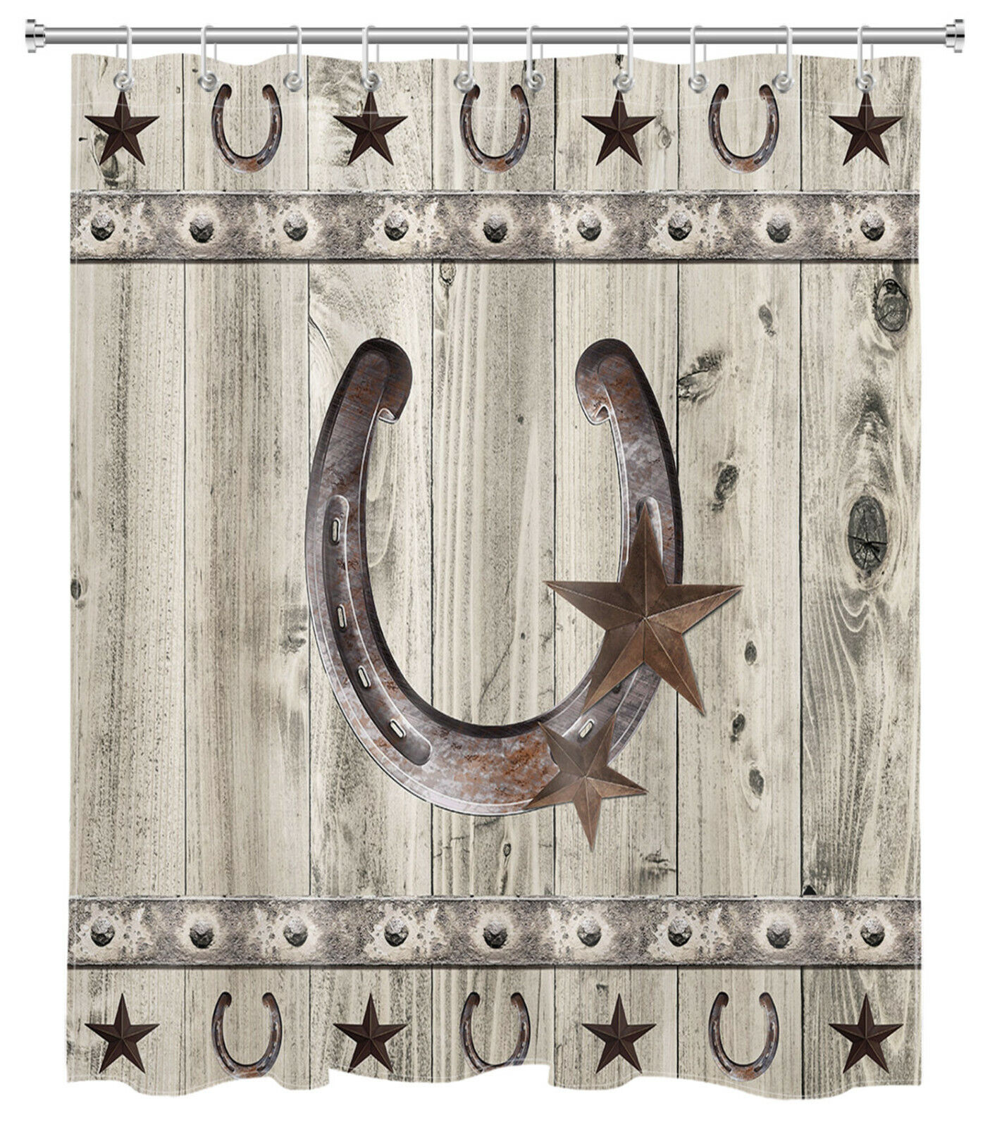 Western Rustic Star Barn Shower Curtain For Vintage Farmhouse Decor - Image 2