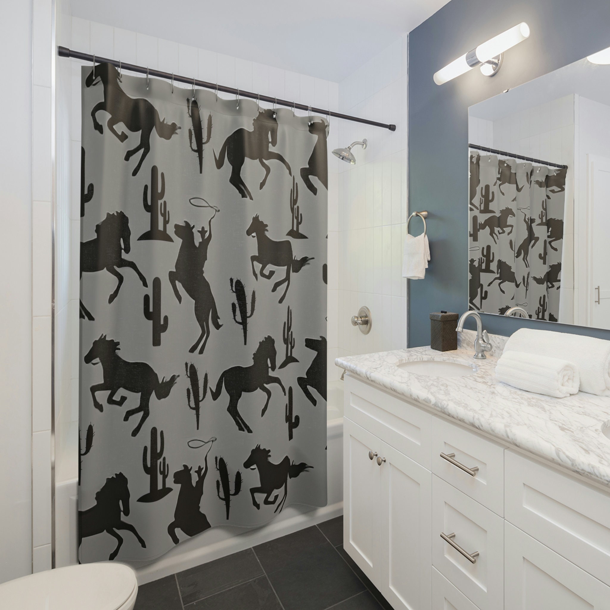 Western Shower Curtain - Cowboy and Southwestern Bathroom Decor for Farm & Home