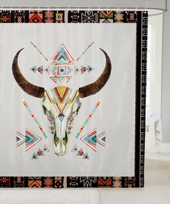 Western Style Tribal Cow Skull Shower Curtain, Waterproof Bathroom Accessories