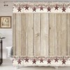 Western Texas Star Shower Curtain with Primitive Berries and Wood Plank Background