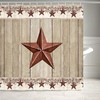 Western Texas Star Shower Curtain  with Primitive Berries and Wooden Plank Background