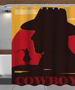 Western Themed Cowboy Shower Curtain For Rustic Bathroom Decor