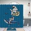 Whale And Astronaut Bathroom Shower Curtain, Creative Space Decor Fabric
