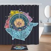 Whale And Compass Shower Curtain Fabric Bathroom Decor 