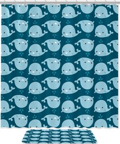 Whale Bathroom Shower Curtain for Simple Home Decor