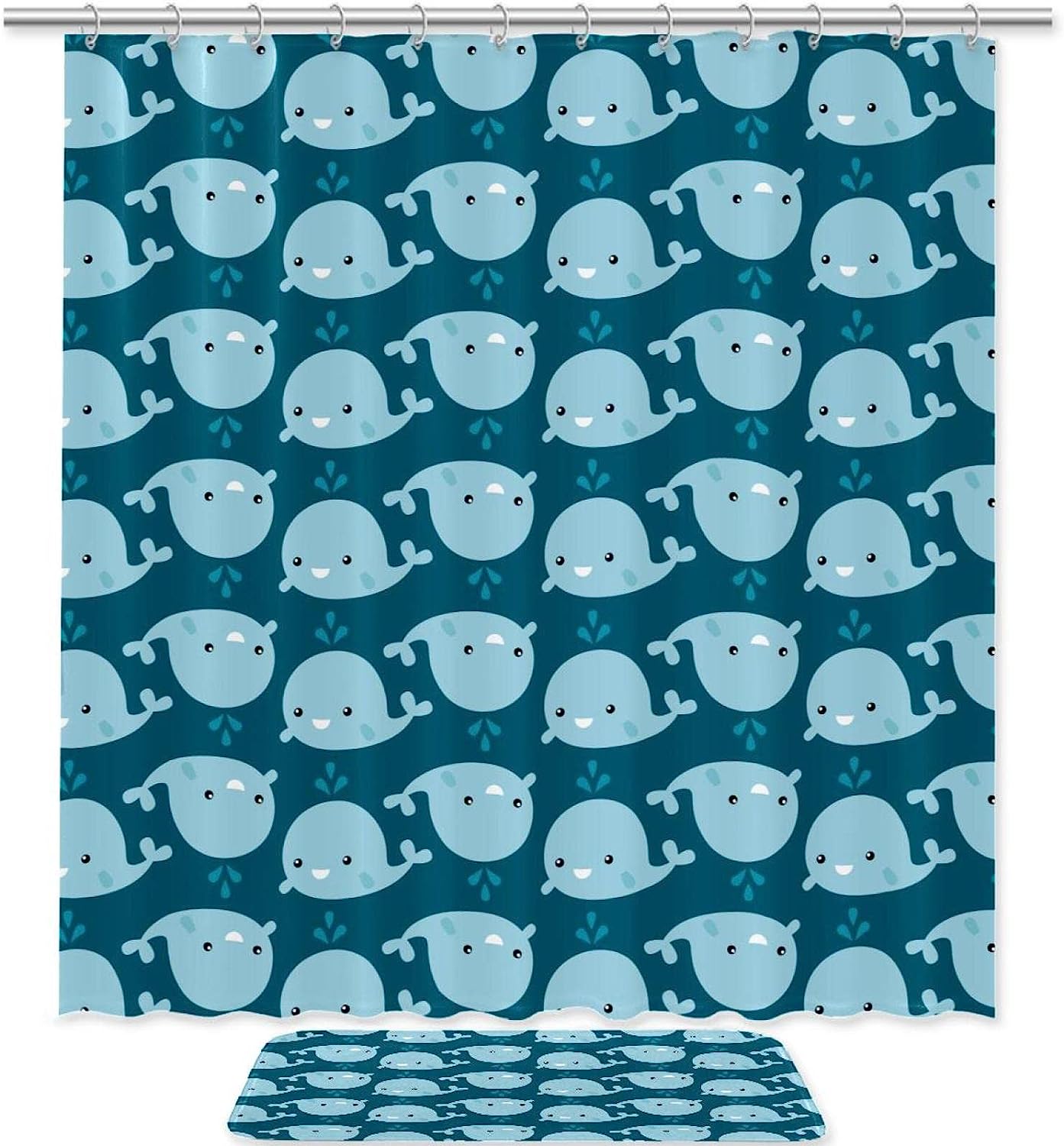 Whale Bathroom Shower Curtain for Simple Home Decor