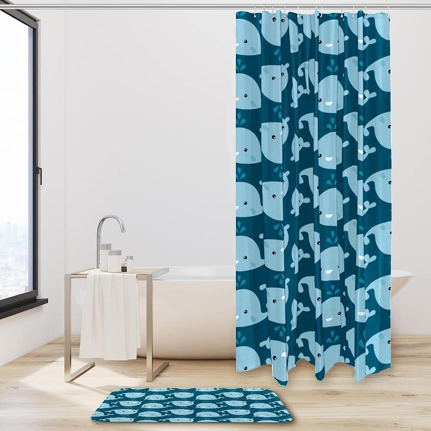 Whale Bathroom Shower Curtain for Simple Home Decor
