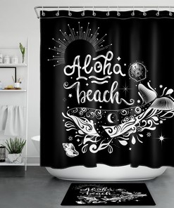Whale Beach Shower Curtain - Ocean Themed Bathroom Decor