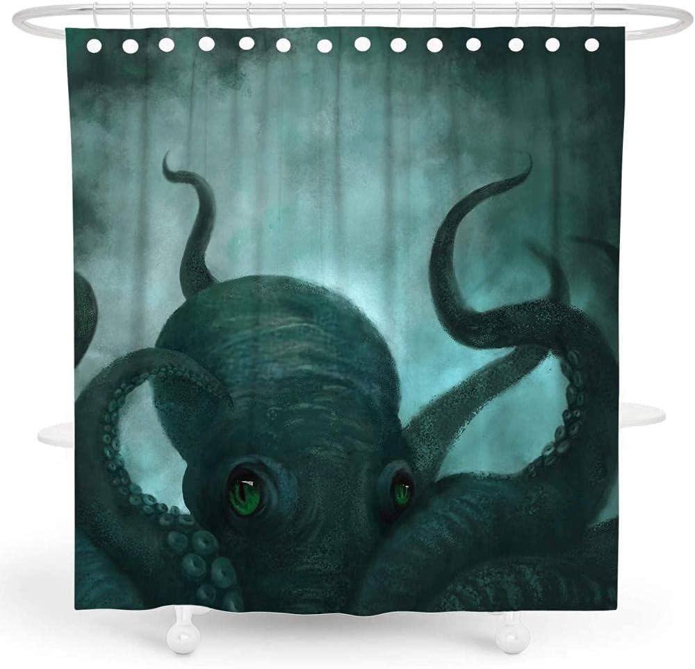 Whale Ocean Shower Curtain - Waterproof Fabric Bathroom Curtain with Marine Animal Decor