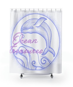 Whale Print Ocean Shower Curtain for Nautical Bathroom Decor