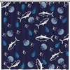 Whale Seashells Navy Blue Shower Curtain - Custom Durable Fabric