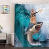 Whale Shark Bath Curtain - Hilarious Funny Cat Riding Waves On Ocean Shower Curtain