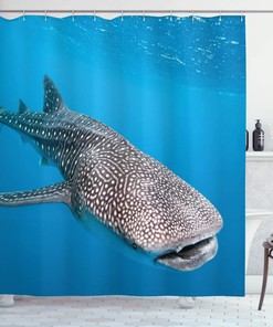 Whale Shark Swimming Predators Hunter Clear Water Under The Sea Picture Print Shower Curtain For Bathroom Decor