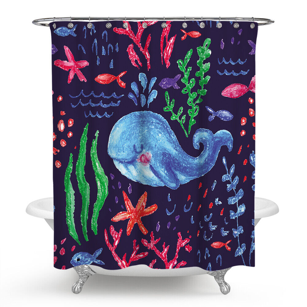 Whale Shower Curtain With Bathroom Lid Cover - A Beautiful And Underwater Addition To Your Bathroom - Image 2