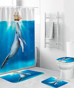 Whale Shower Curtain with Fun and Playful Design for a Happy Space