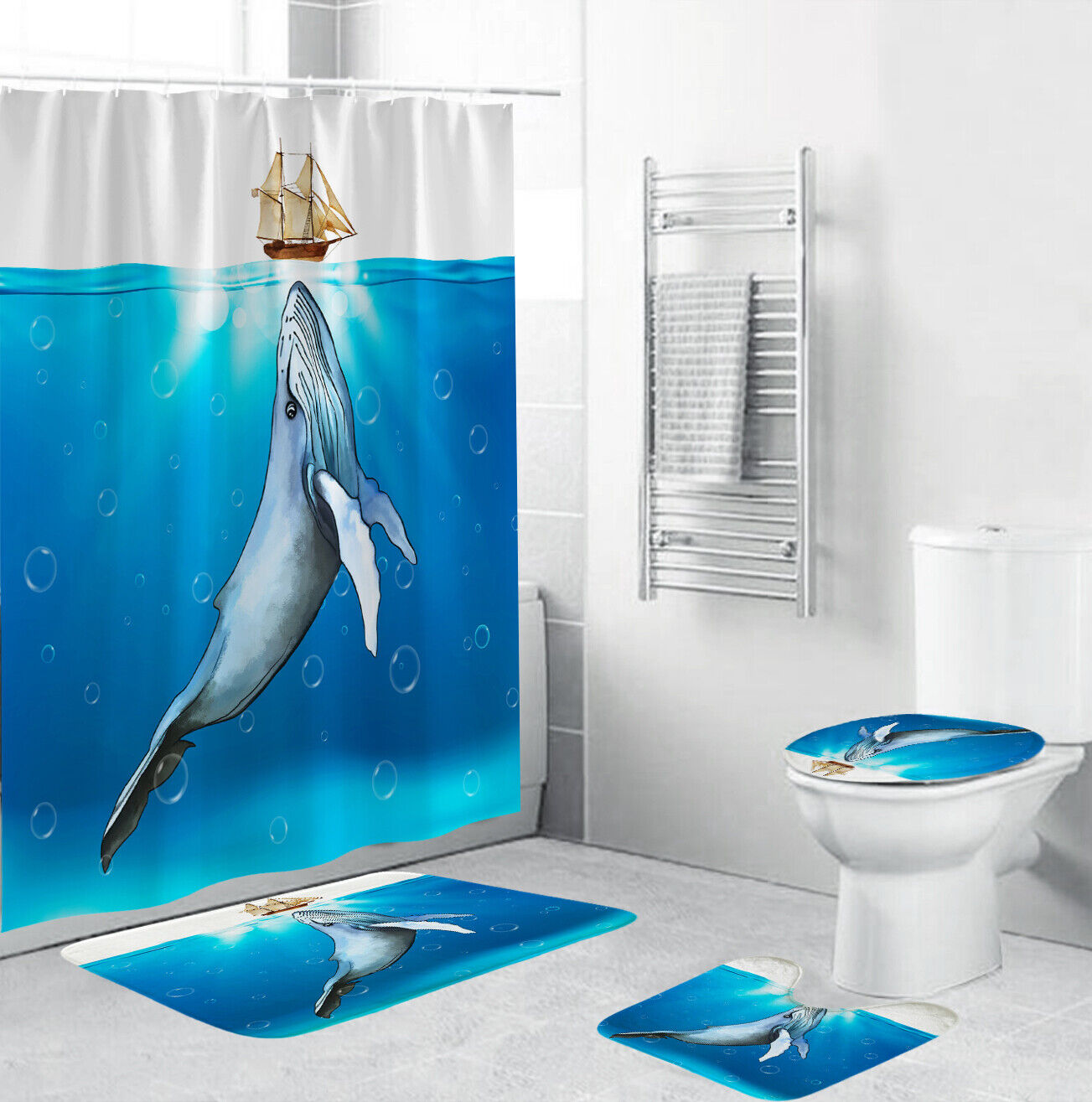 Whale Shower Curtain with Fun and Playful Design for a Happy Space
