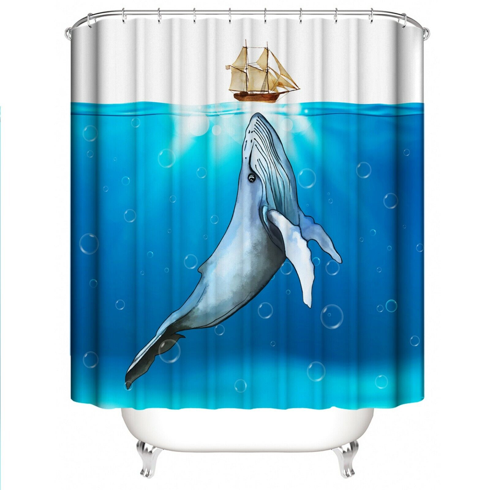 Whale Shower Curtain with Fun and Playful Design for a Happy Space