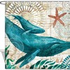 Whale in Ocean Watercolor Print Shower Curtain for Bathroom Decor