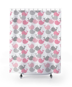 Whales Silhouette Childrens Sea Life Bath Decorations Shower Curtain for a Fun Kids Bathroom