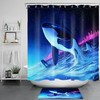 Whales Starry Night Pink City Buildings Waterproof Fabric Shower Curtain for a Dreamy Bathroom Decor 