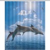 Whales and Dolphins Mixed Media Print Shower Curtain Fabric for Underwater Themed Bathroom Decor