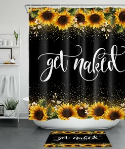 Whimsical Autumn Sunflower Funny Shower Curtain, Bathroom Accessory