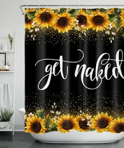 Whimsical Autumn Sunflower Funny Shower Curtain, Bathroom Accessory