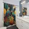 Whimsical Birds Of Paradise Jungle Printed Shower Curtain For Colorful Bathroom Decor