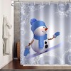 Whimsical Cartoon Snowflake Snowman Skateboard Bath Shower Curtain For Bathroom Decor